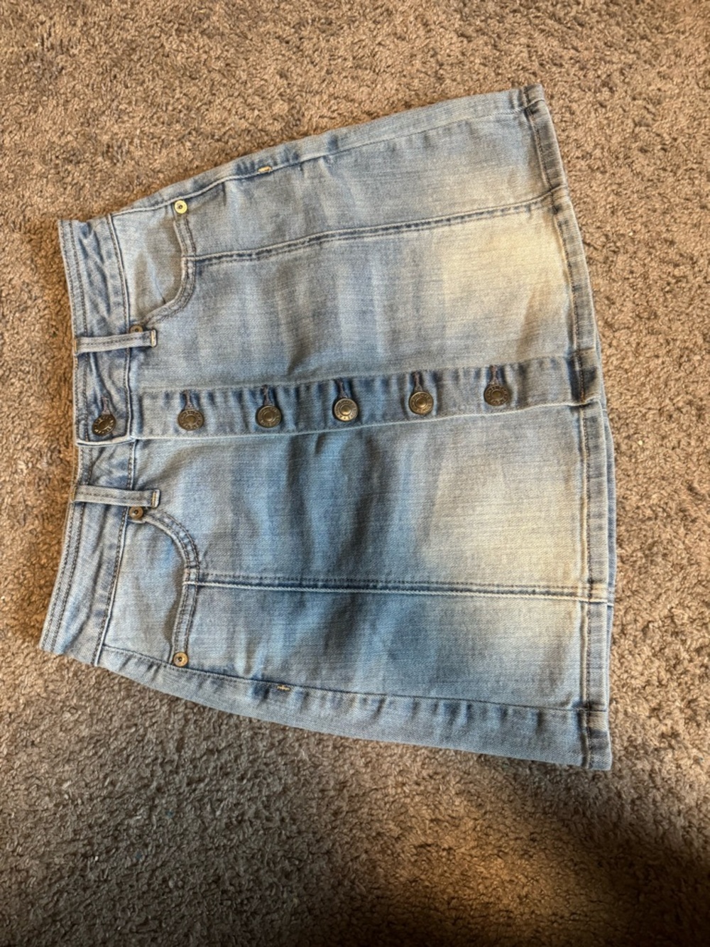 American Eagle Outfitters Light Blue Denim Button-Front Mini Skirt